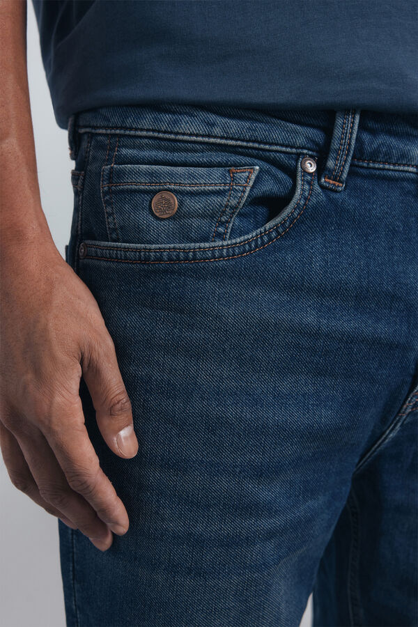 Springfield Calça jeans slim fit de malha denim azul