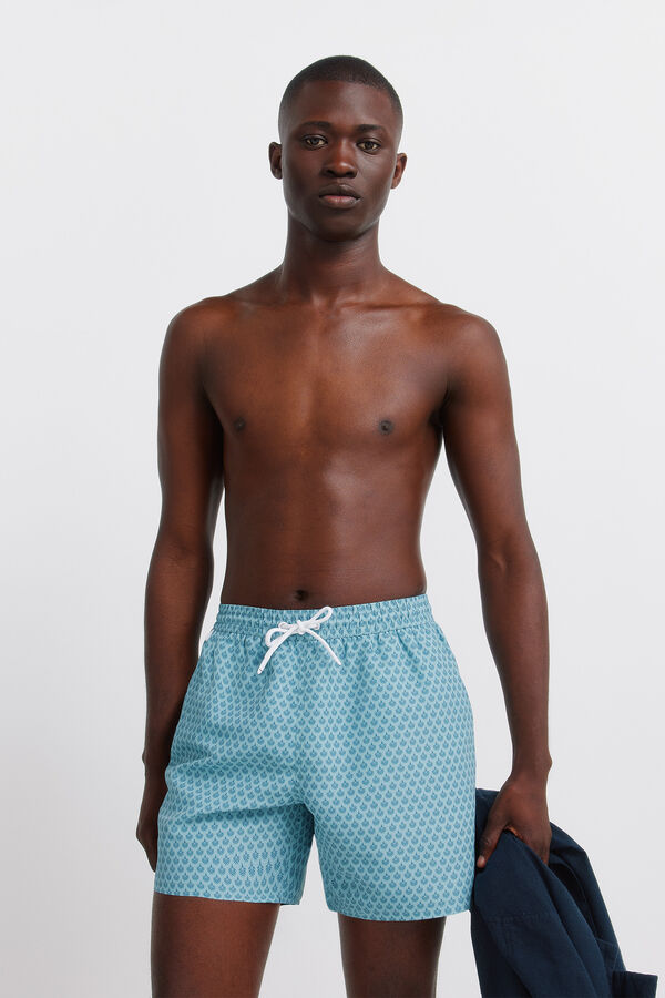 Springfield Fato de banho estampado mosaico bolso fecho-&eacute;clair azul