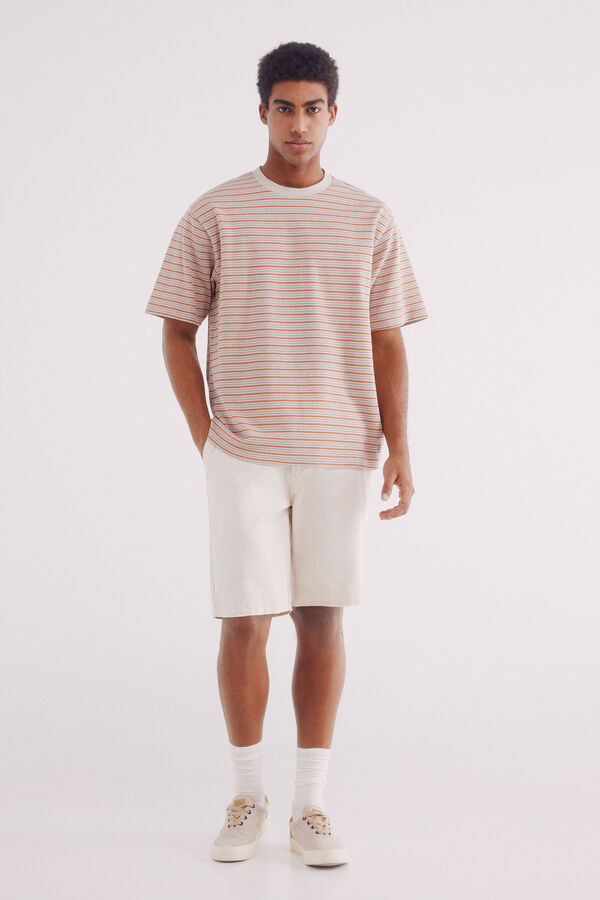 springfield Camiseta riscas estruturada vermelho