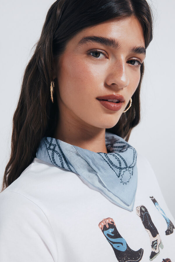 Springfield Cowboy girl horse bandana scarf blue