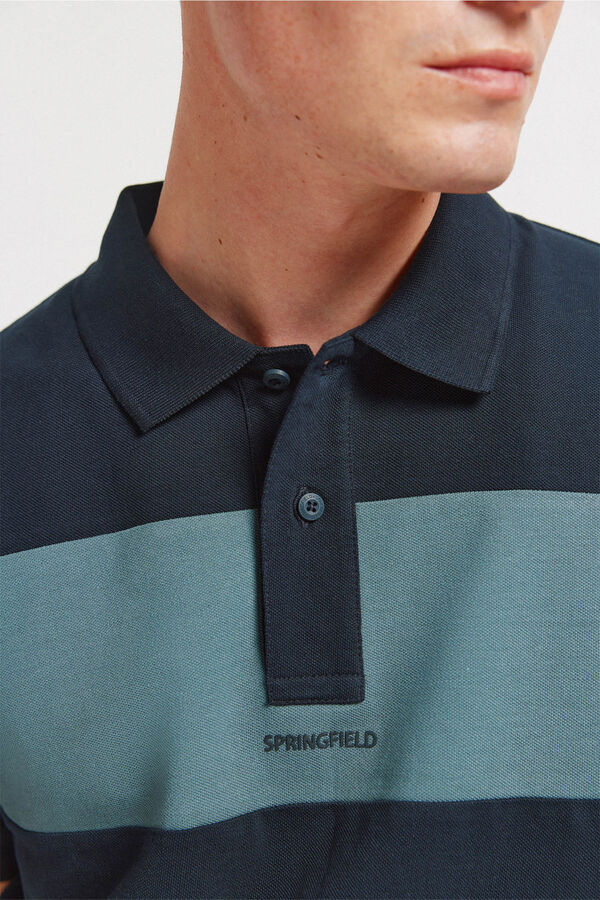 Springfield Polo piqu&eacute; color block regular fit azul