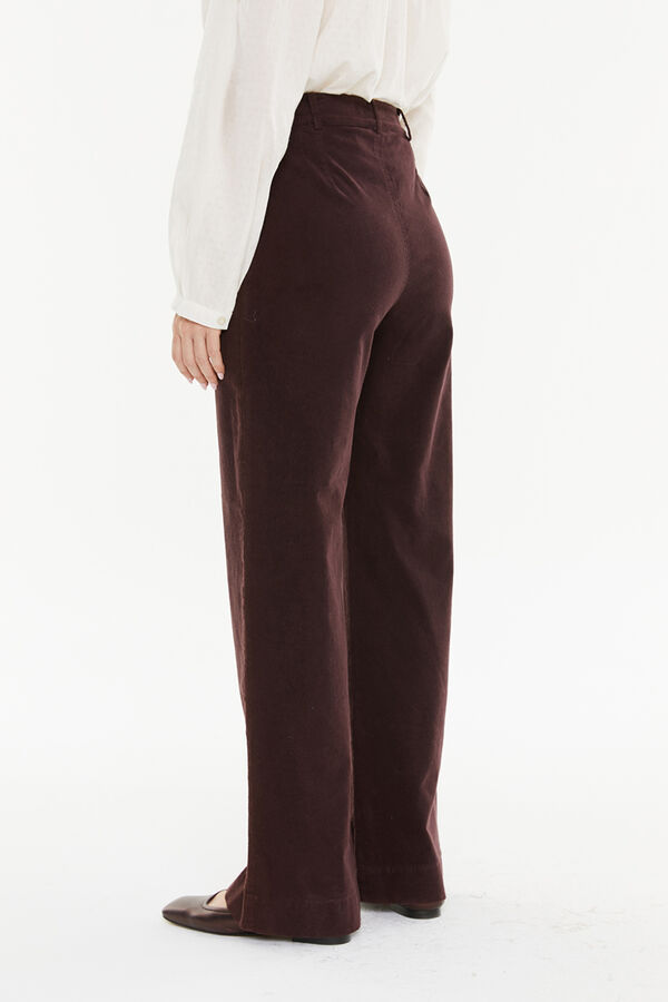 System Action Calça de veludo cotelê estampado