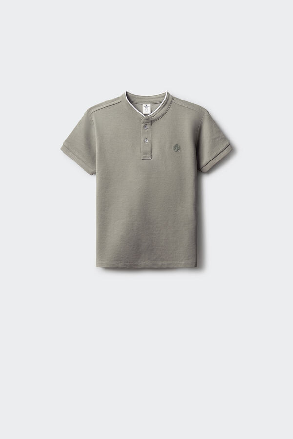 Springfield Kids Pólo Oxford com gola mao para menino verde