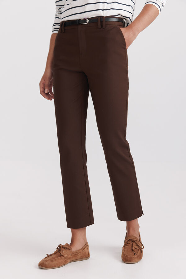 Springfield Cal&ccedil;as chino com cinto el&aacute;stico castanho