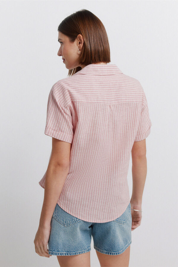 Springfield Camisa de linho de manga curta rosa