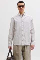 Jack & Jones Camisa regular fit em linho cinzento