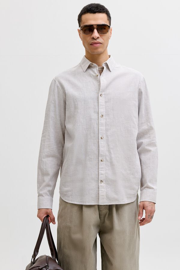 Jack & Jones Camisa regular fit em linho cinzento