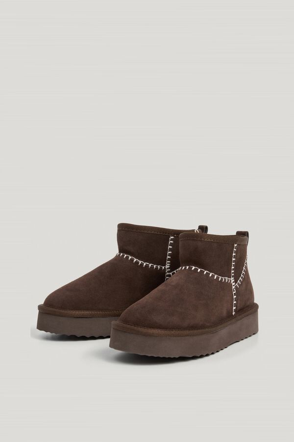 Pepe Jeans Botins de camur&ccedil;a com plataforma castanho