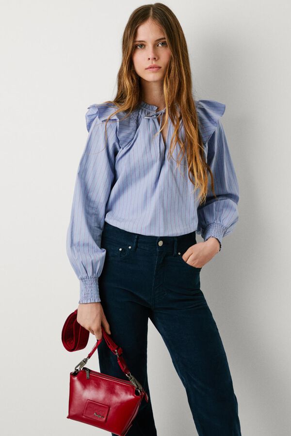 Pepe Jeans Blusa Popelín De Rayas azul