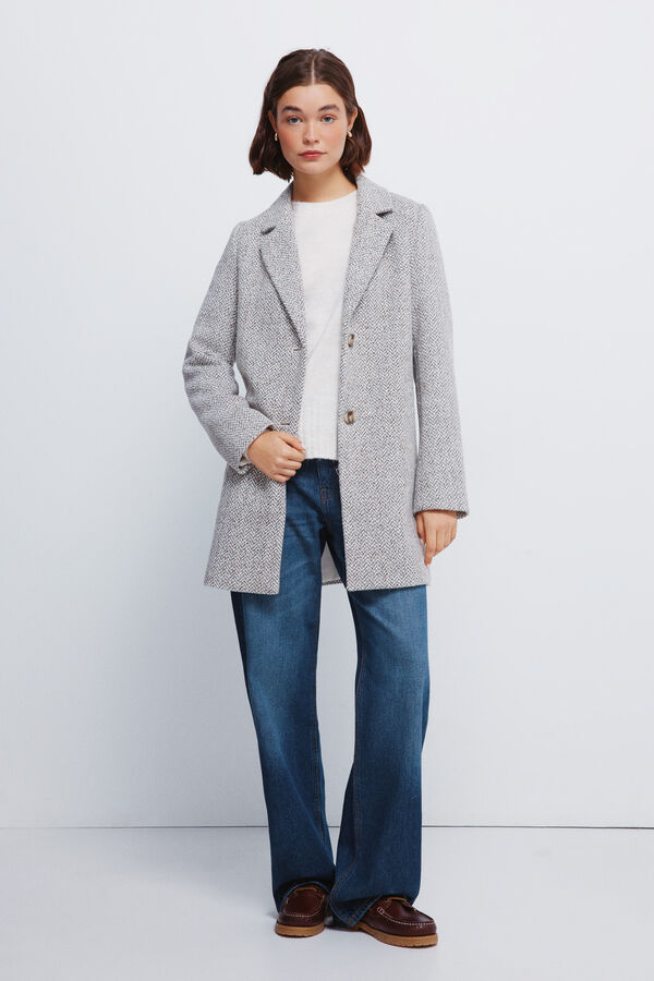 Springfield Casaco sobretudo com gola de lapela cinzento