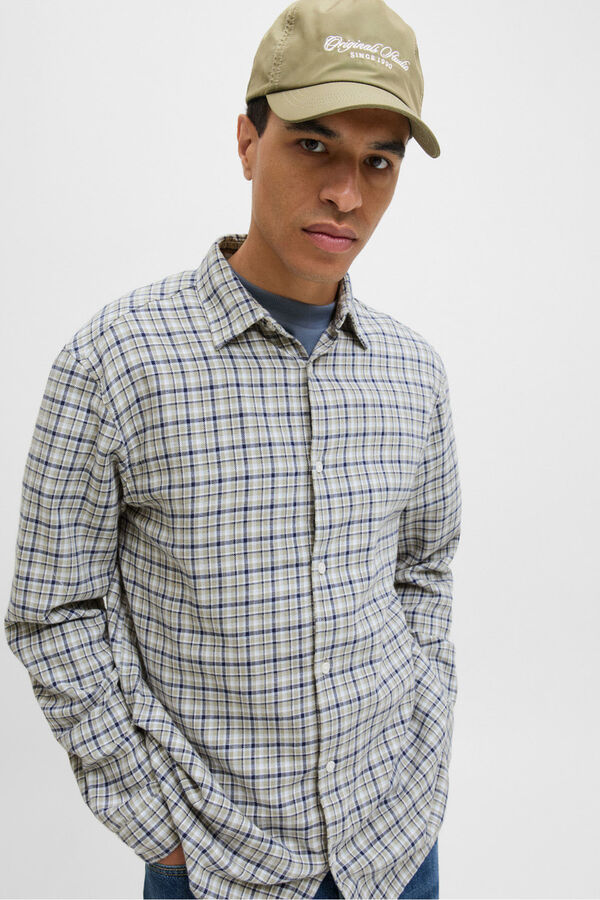 Jack & Jones Camisa de flanela xadrez azul
