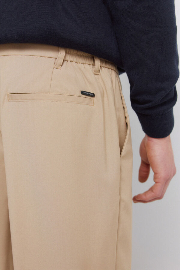 Springfield Cal&ccedil;as retas relaxed fit bege