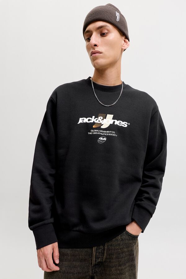 Jack & Jones Sweatshirt relaxed estampada preto