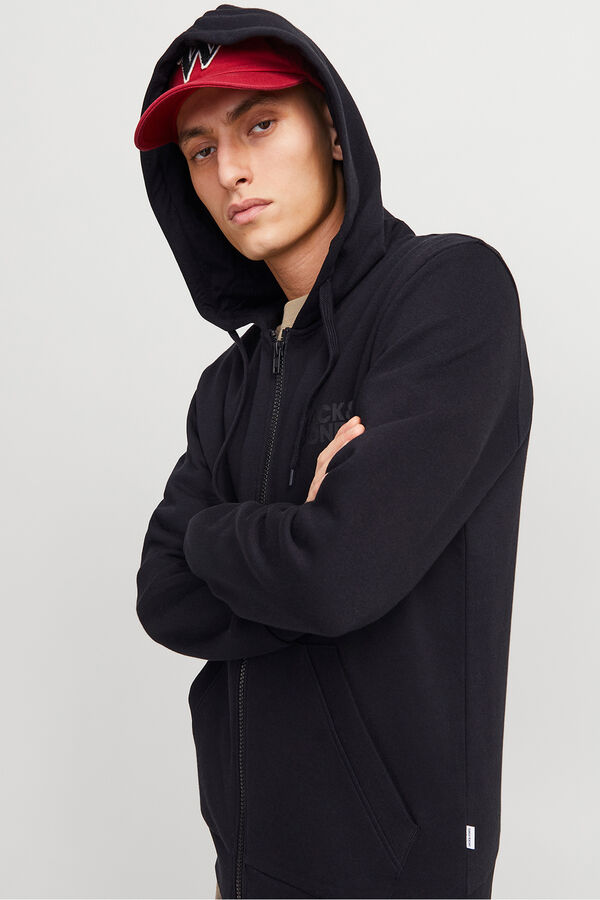 Jack & Jones Sweatshirt b&aacute;sica com fecho-&eacute;clair preto