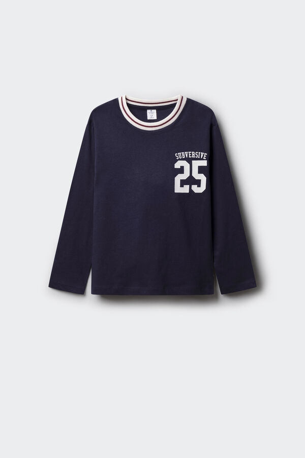 Springfield Kids Camiseta universitária de manga comprida para meninos azul