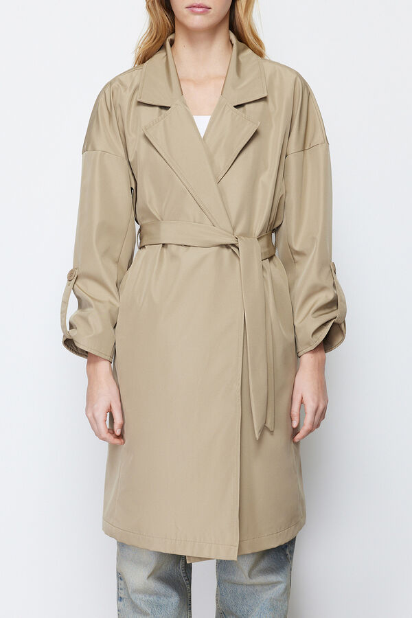 Trendyol Gabardina oversize comprida bege