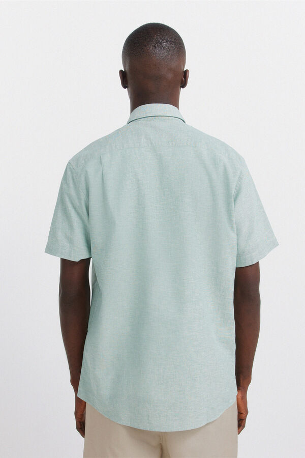 Springfield Camisa de manga curta em linho verde