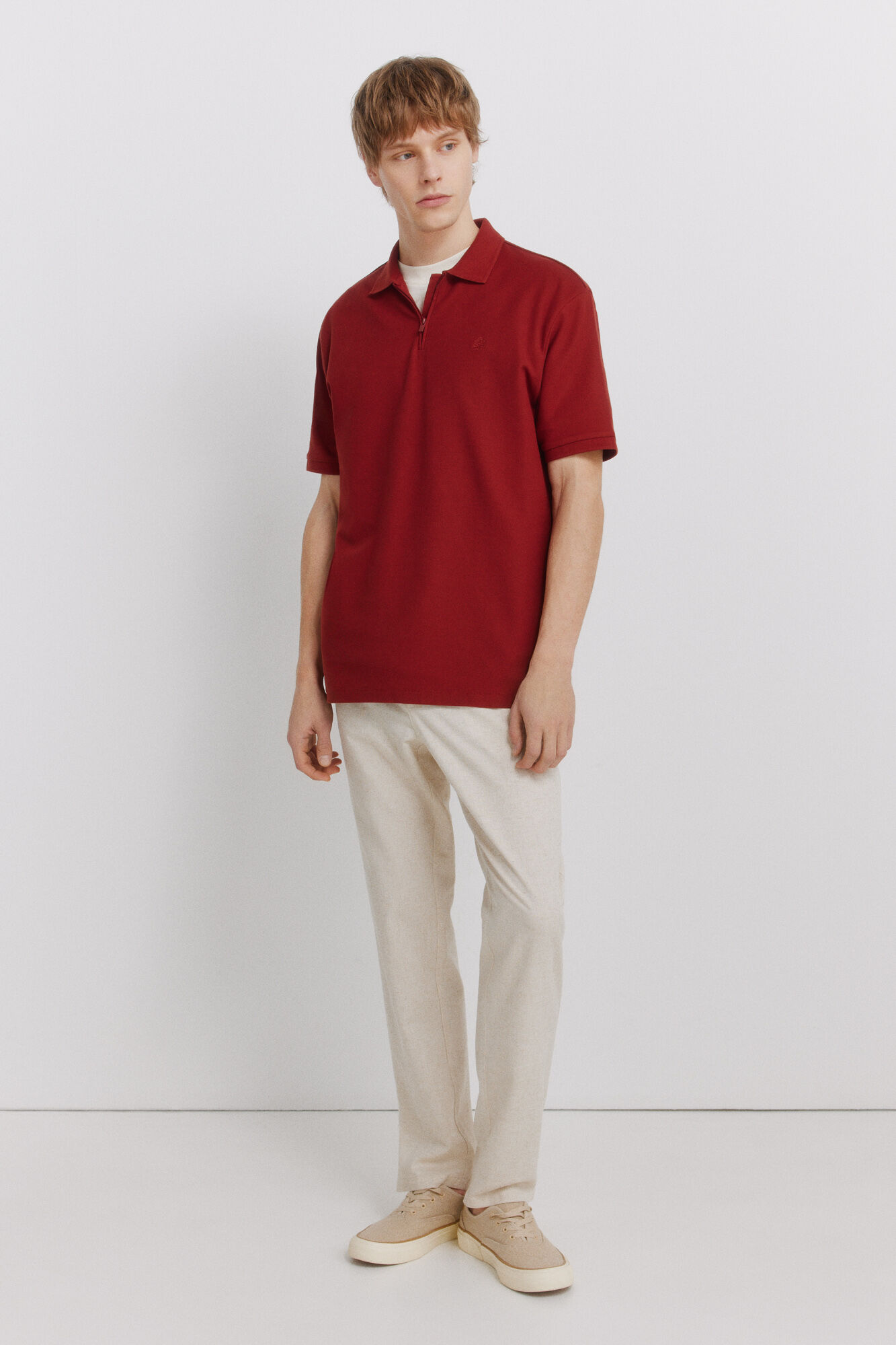 Springfield Polo piqu&eacute; fecho-&eacute;clair regular fit