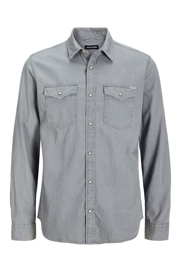 Jack & Jones Camisa de ganga regular cinzento