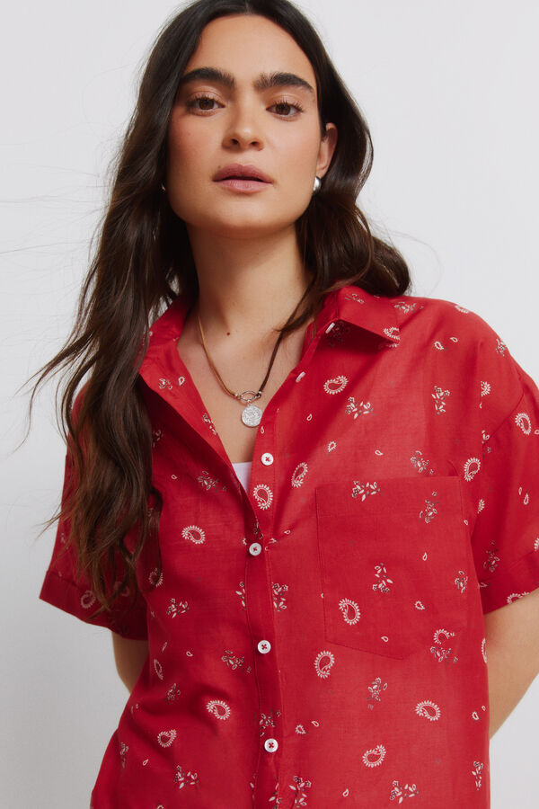 Springfield Camisa oversize estampada vermelho