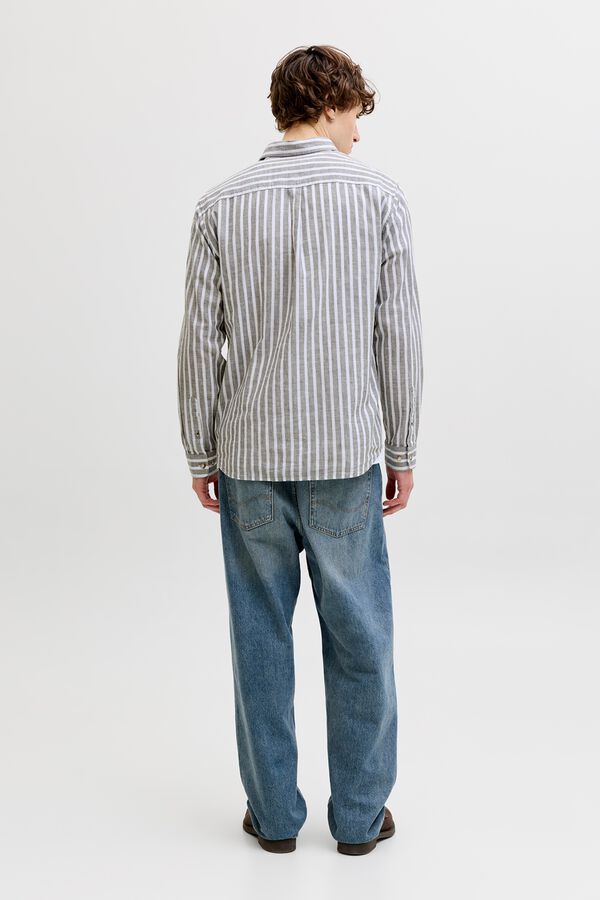 Jack & Jones Camisa regular fit em linho cinzento