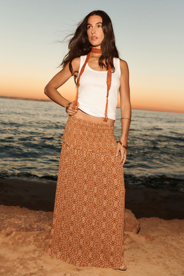 Springfield Smock waist long skirt red