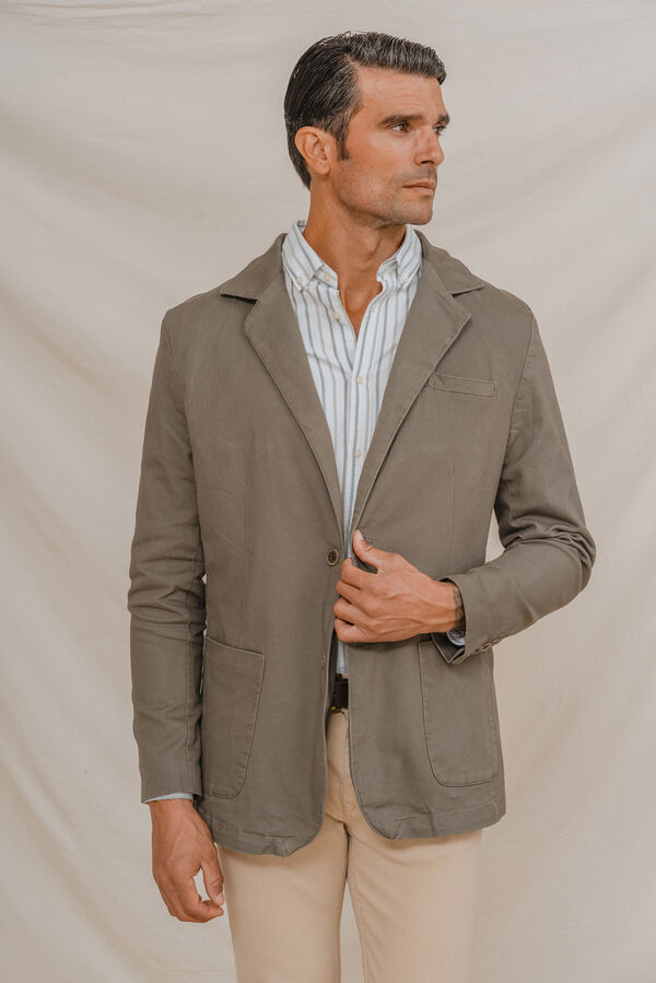 Celopman Blazer casual de algodão  verde