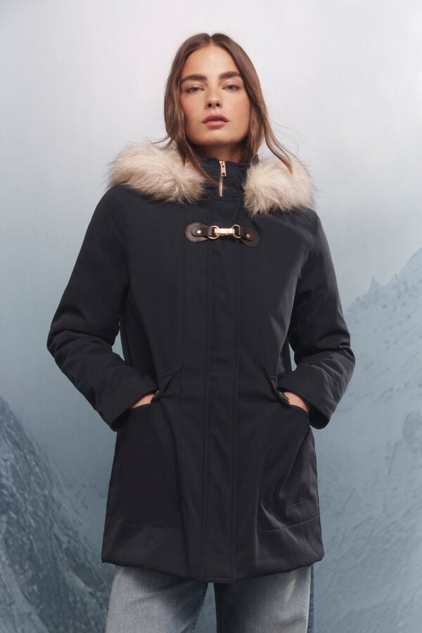 Springfield Parka com capuz e zíper metálico Sorona Aura azul