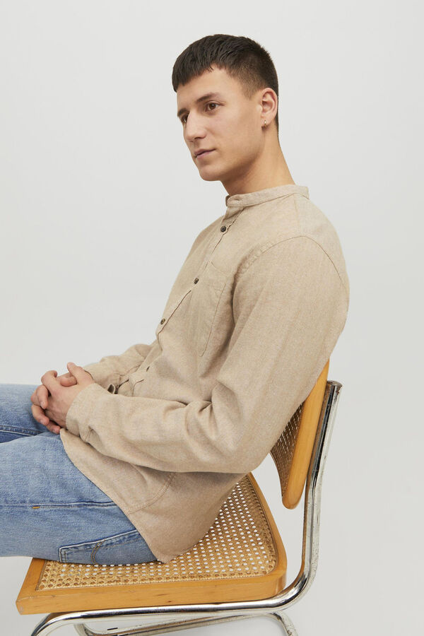 Jack & Jones Camisa confort fit cuello mao beige