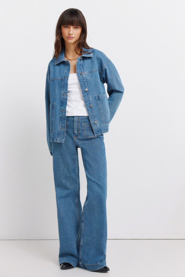 Springfield Chaqueta denim oversized azul