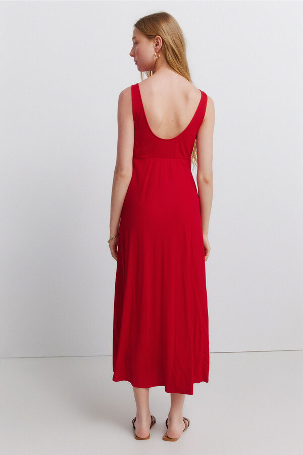 Springfield Vestido midi de al&ccedil;as rom&acirc;ntico vermelho