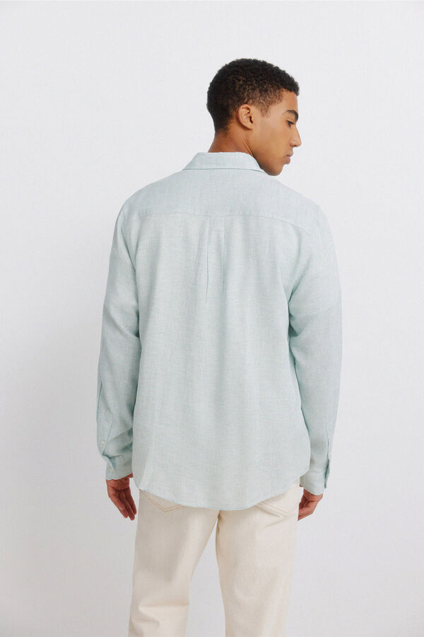 Springfield Camisa em linho e viscose com bolsos verde