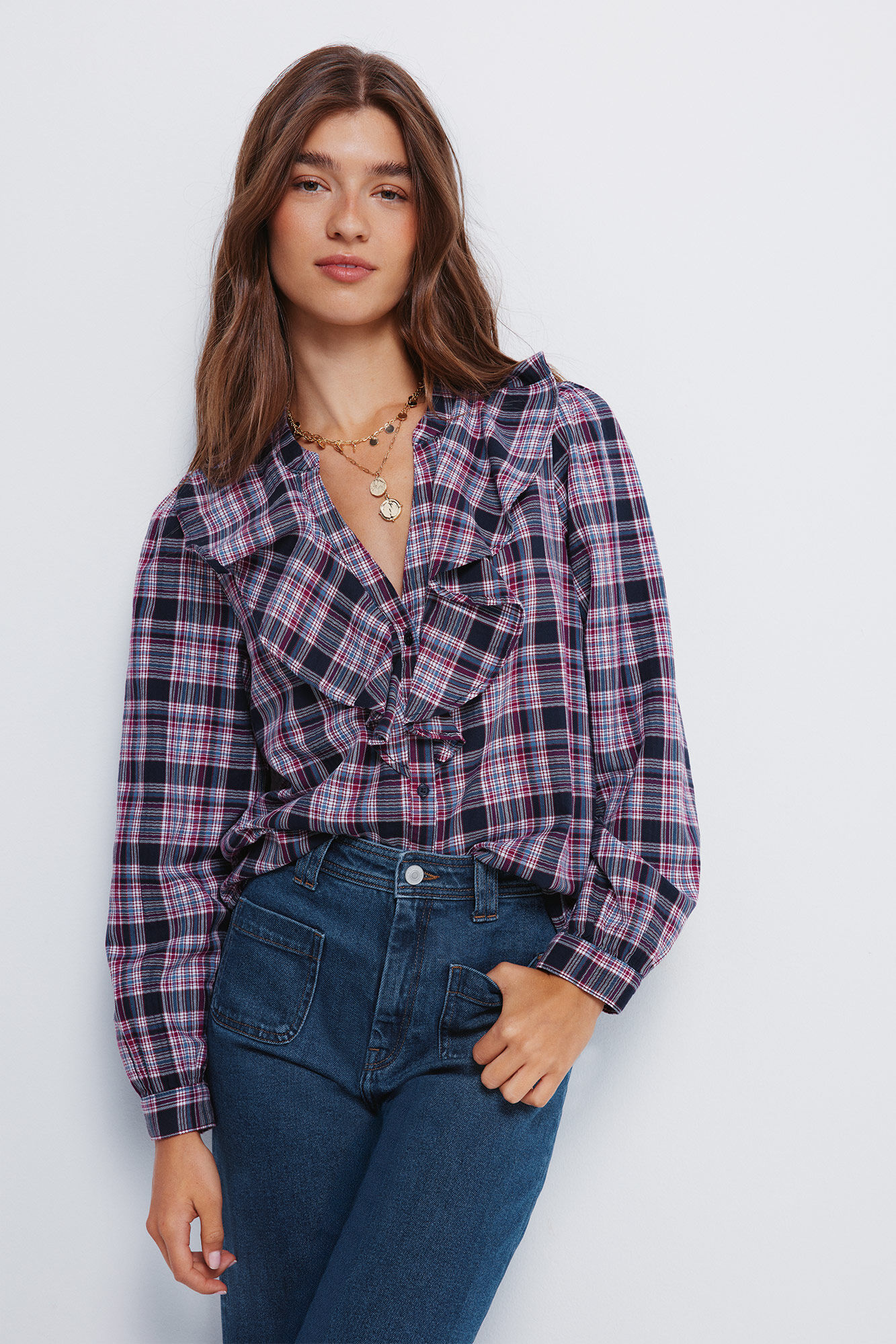 Springfield Blusa xadrez folho