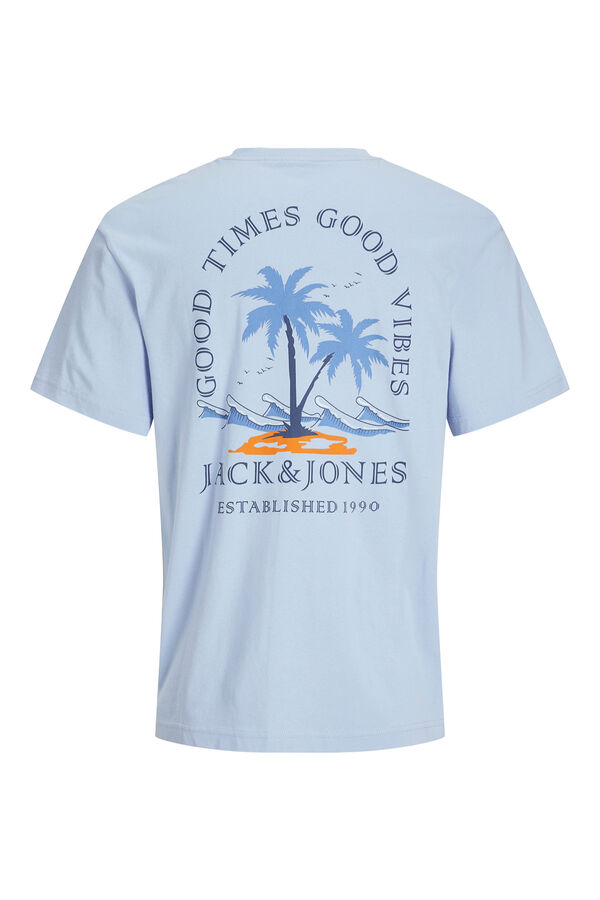 Jack & Jones T-shirt slim com estampado nas costas azul