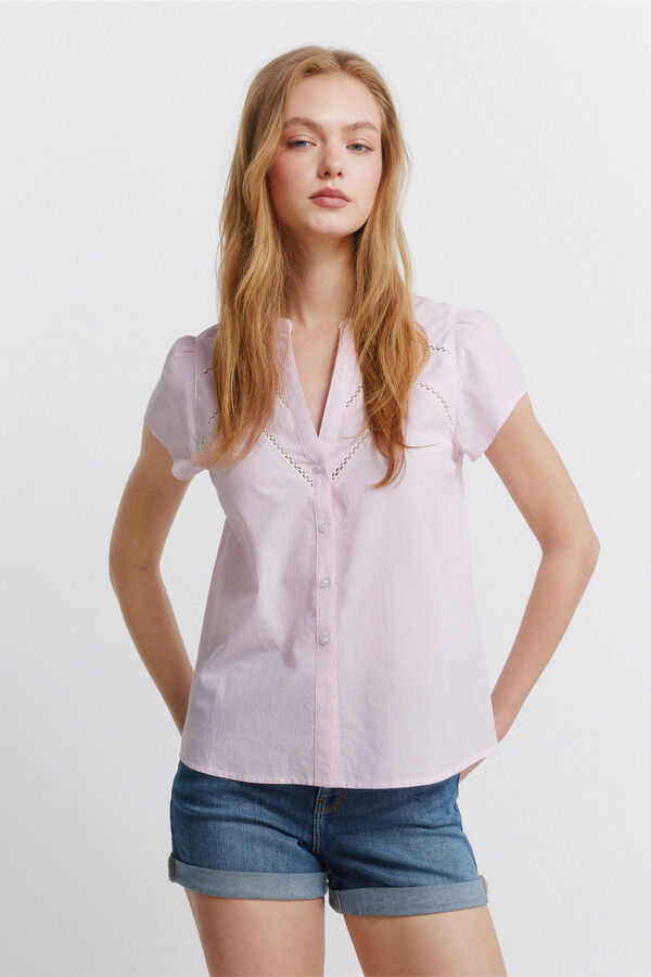 Springfield Blusa em algod&atilde;o lace rosa