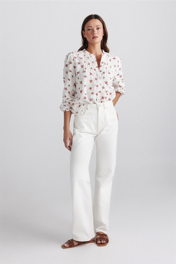 Springfield Camisa com estrutura de folhos estampado