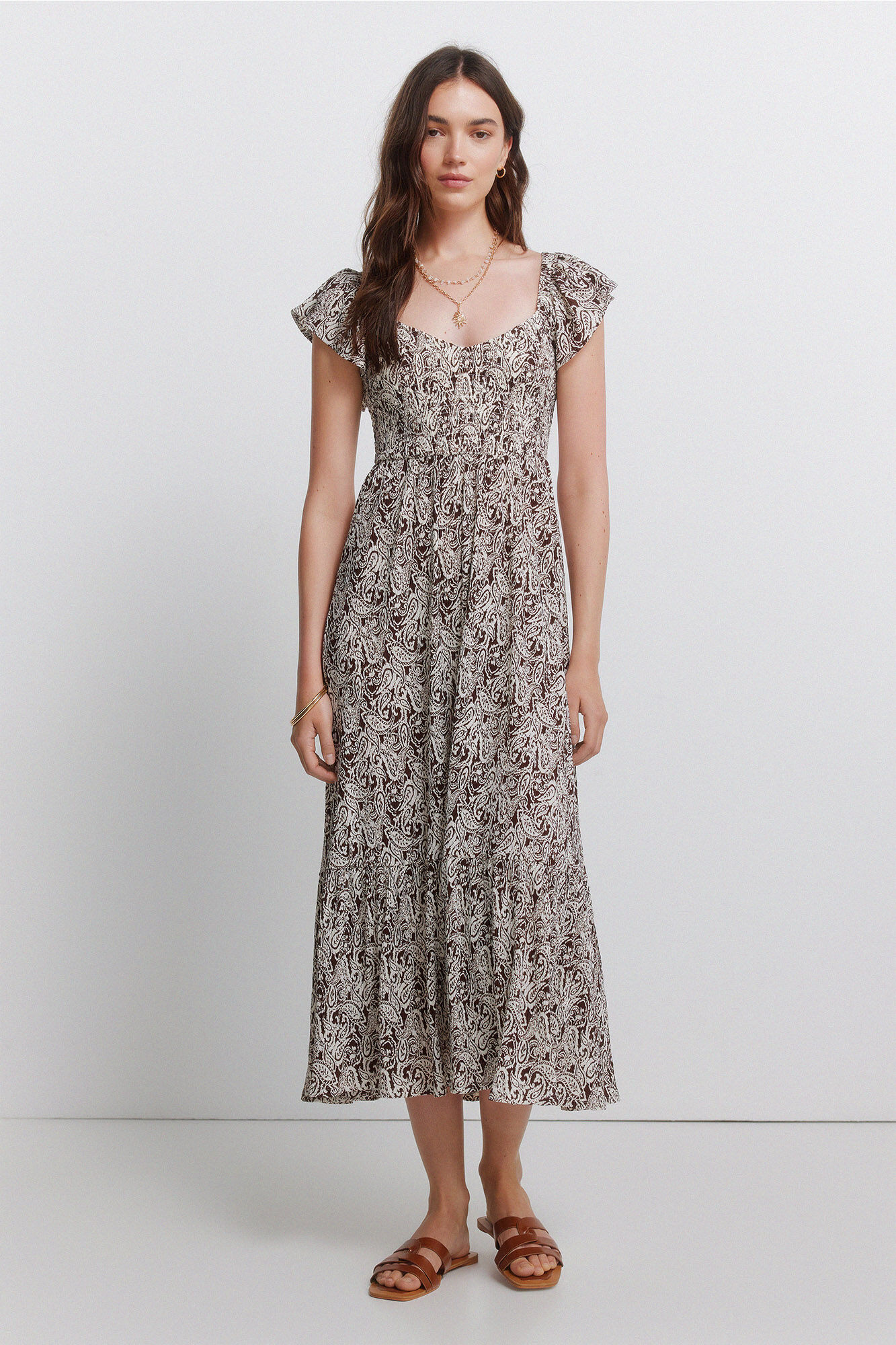 Springfield Vestido volantes estampado paisley