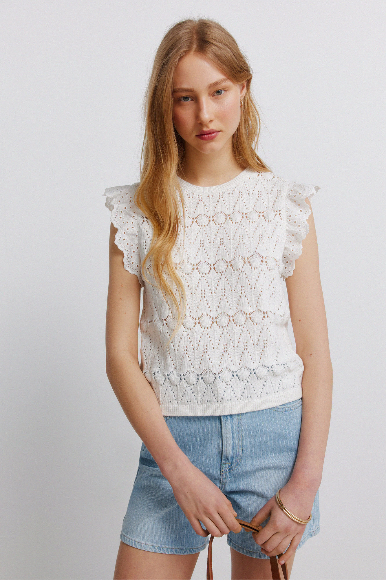 Springfield Top pointelle volantes