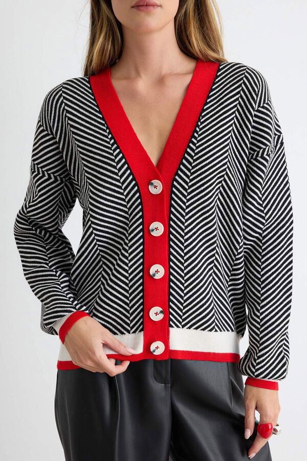 Trendyol Casaco de malha com bot&otilde;es vermelho