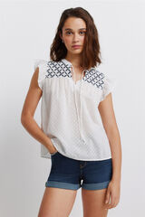Springfield Blusa com folhos em plumeti branco