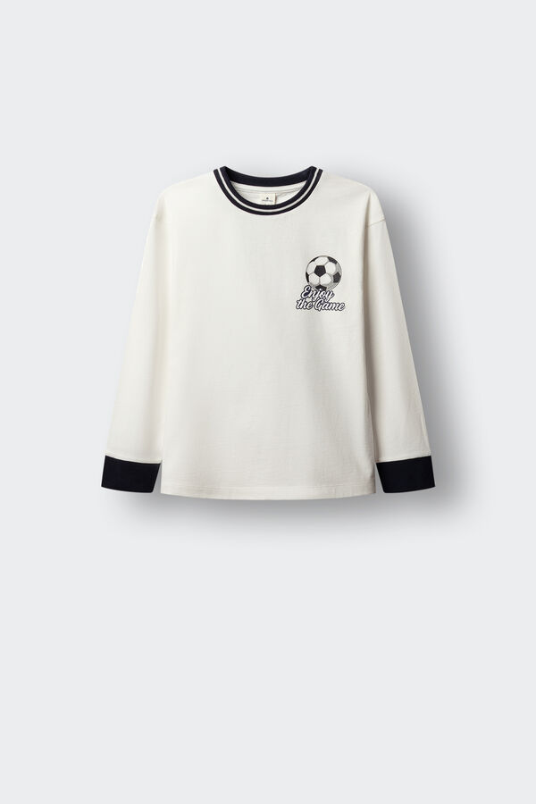 Springfield Kids T-shirt de manga comprida com bola de futebol para crian&ccedil;a bege