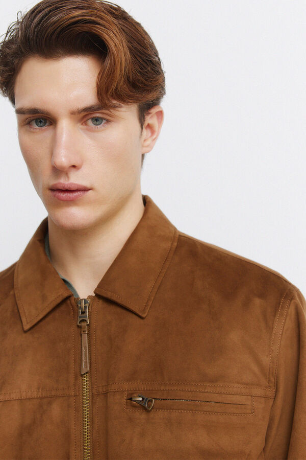 Springfield Faux suede jacket brown