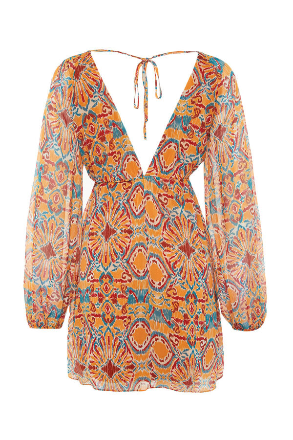 Trendyol Vestido mini fluido gola em bico vermelho