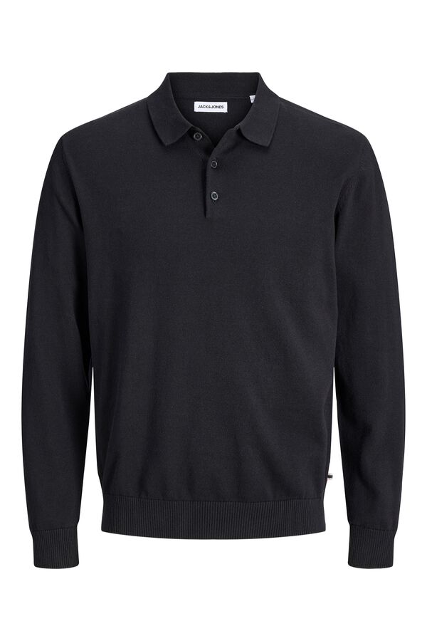 Jack & Jones Polo de malha 100% algod&atilde;o preto
