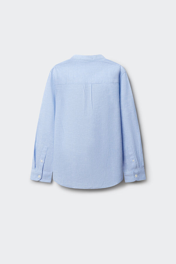 Springfield Kids Camisa de linho &agrave;s riscas gola mao para menino azul