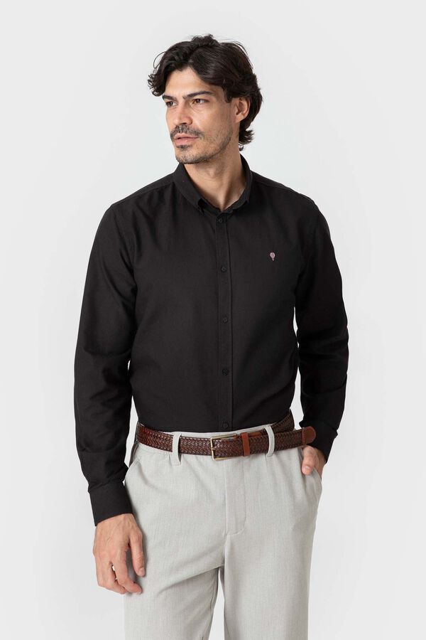 Celopman Camisa Oxford lisa preto