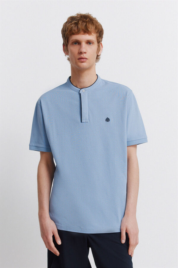 Springfield Polo em piqu&eacute; gola mao slim fit azul