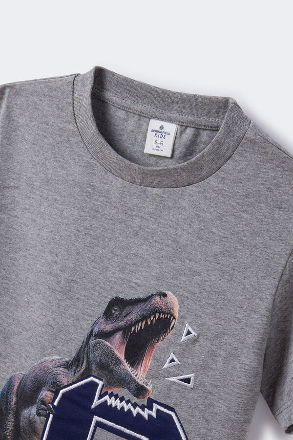 Springfield T-shirt print dinossauro menino cinza