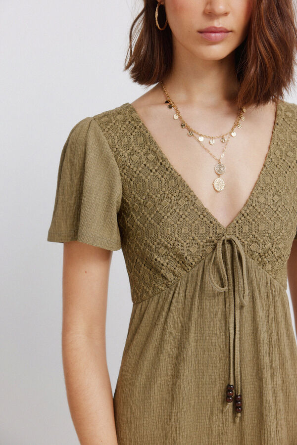 Springfield Vestido midi folhos bege