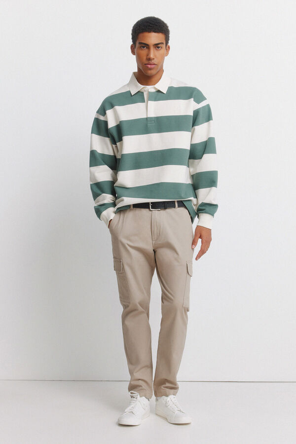 Springfield Polo rugby manga comprida riscas branco